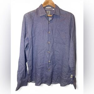 BY Robert Graham Linen Italy Houndstooth Button Down Purple Men Preppy XL